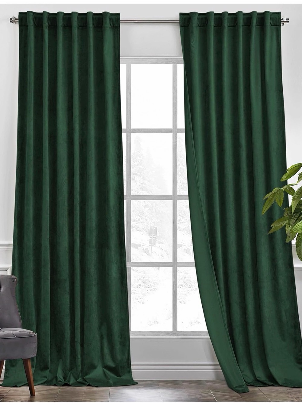 Forest Green Velvet Blackout Drapery Panels - Brand